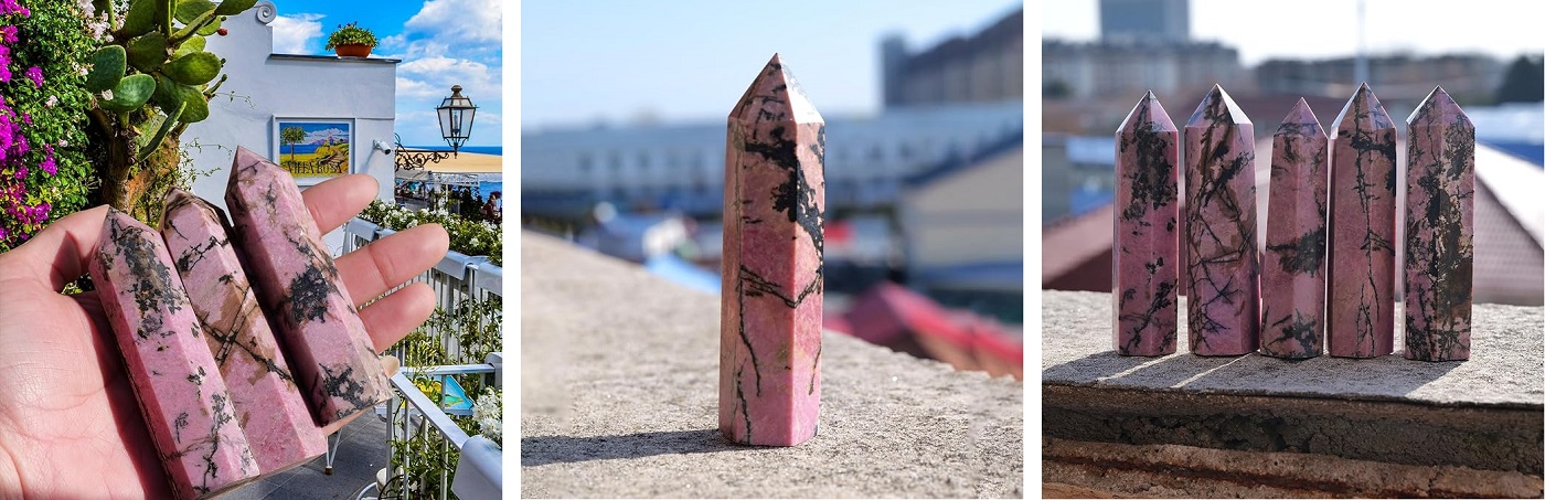 Natural Rhodonite Point Tower Healing Stone 1 1