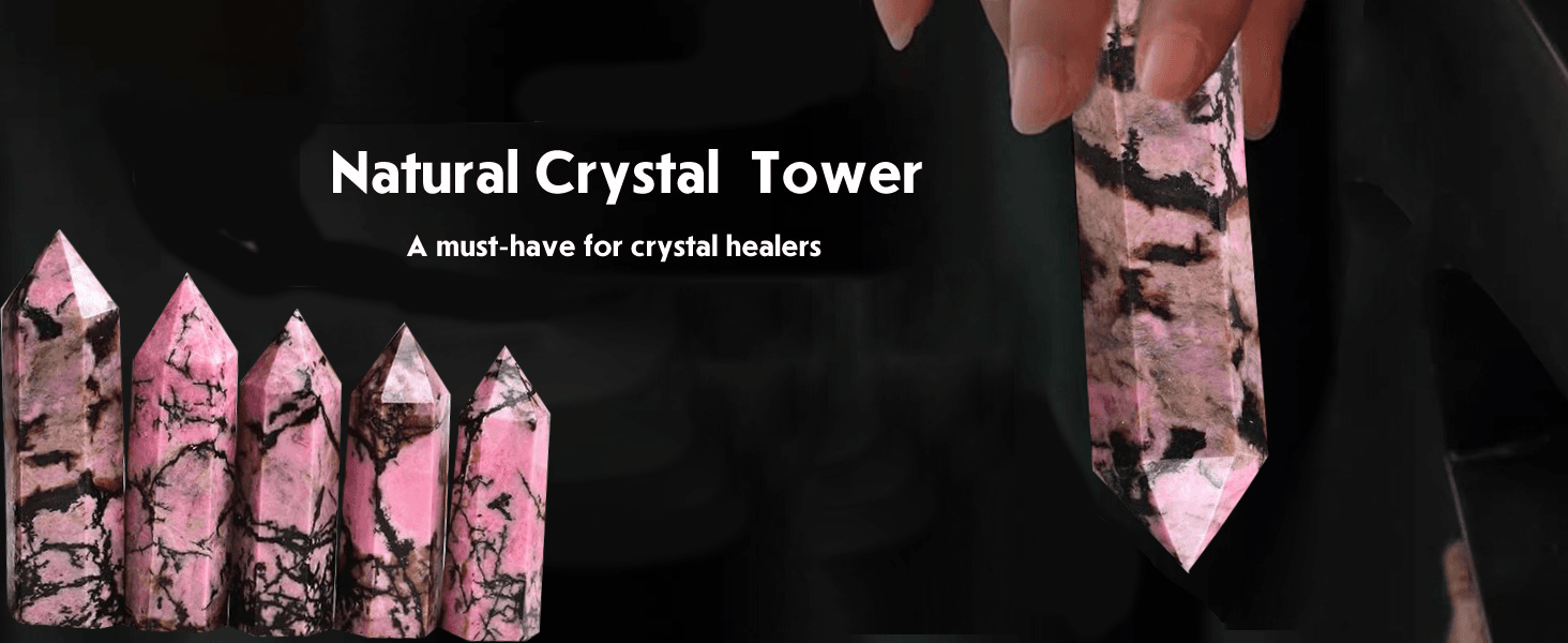 Natural Rhodonite Point Tower Healing Stone