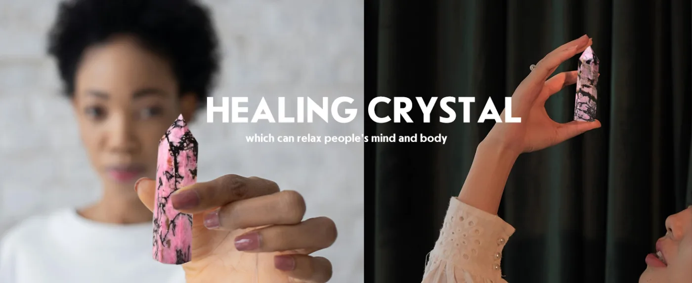 Natural Rhodonite Point Tower Healing Stone