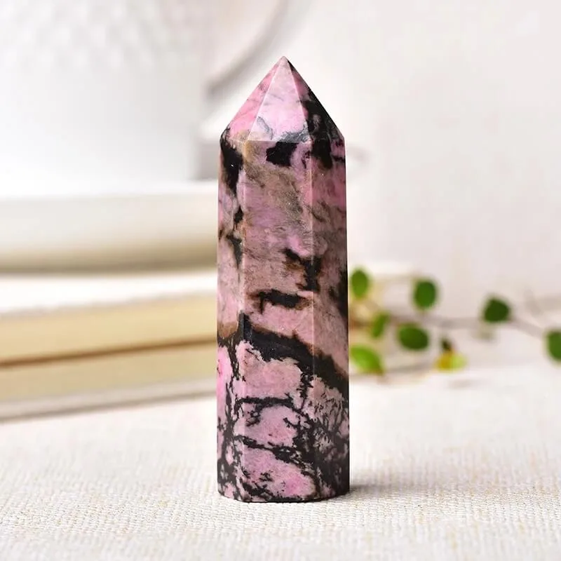 Natural Rhodonite Point Tower Healing Stone
