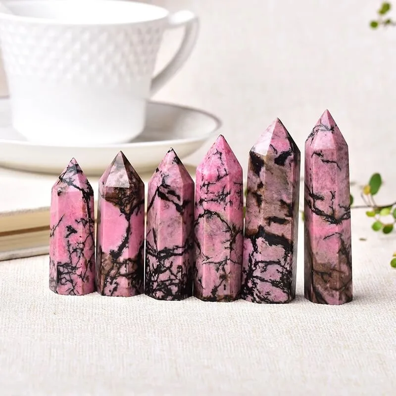 Natural Rhodonite Point Tower Healing Stone