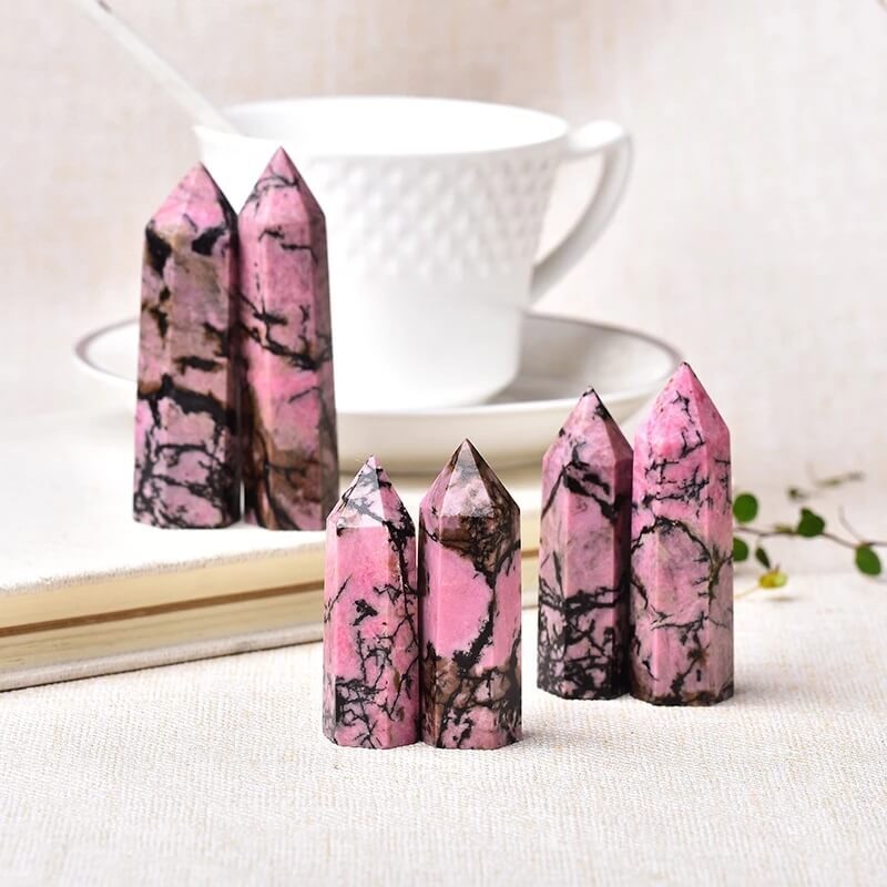 Natural Rhodonite Point Tower Healing Stone