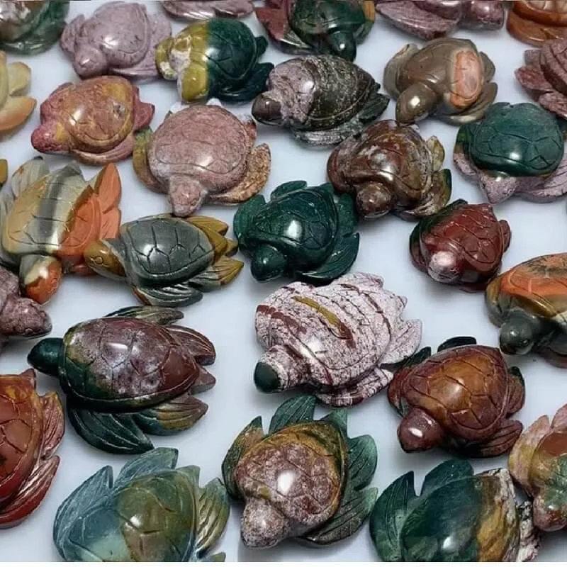 Ocean Jasper Crystal Carved Sea Turtle - immagine 5