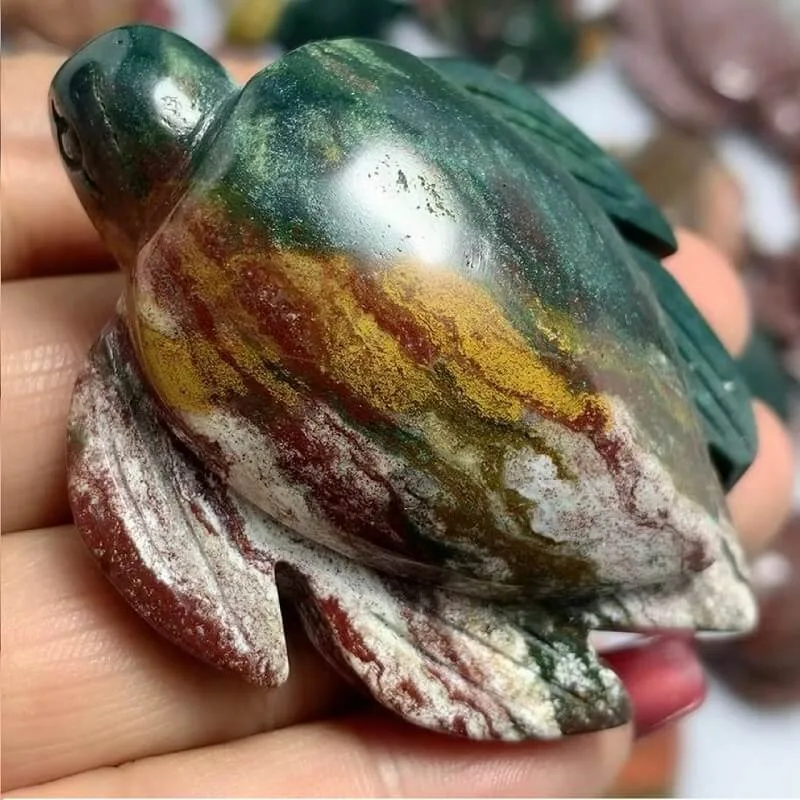 Ocean Jasper Crystal Carved Sea Turtle - immagine 2