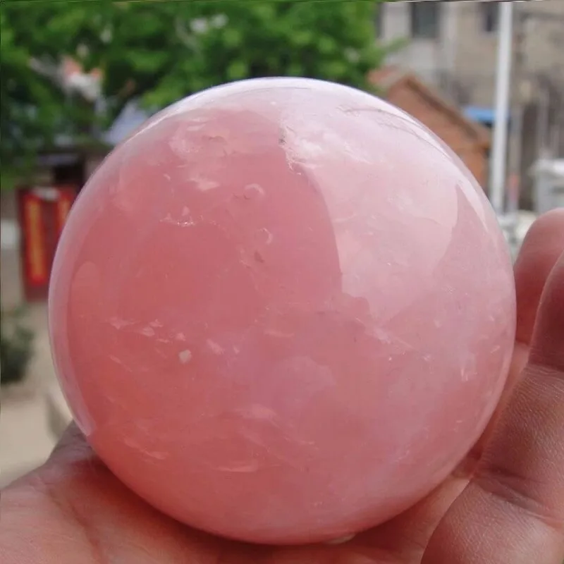 Rose Quartz Crystal Healing Sphere With Base - Image 2