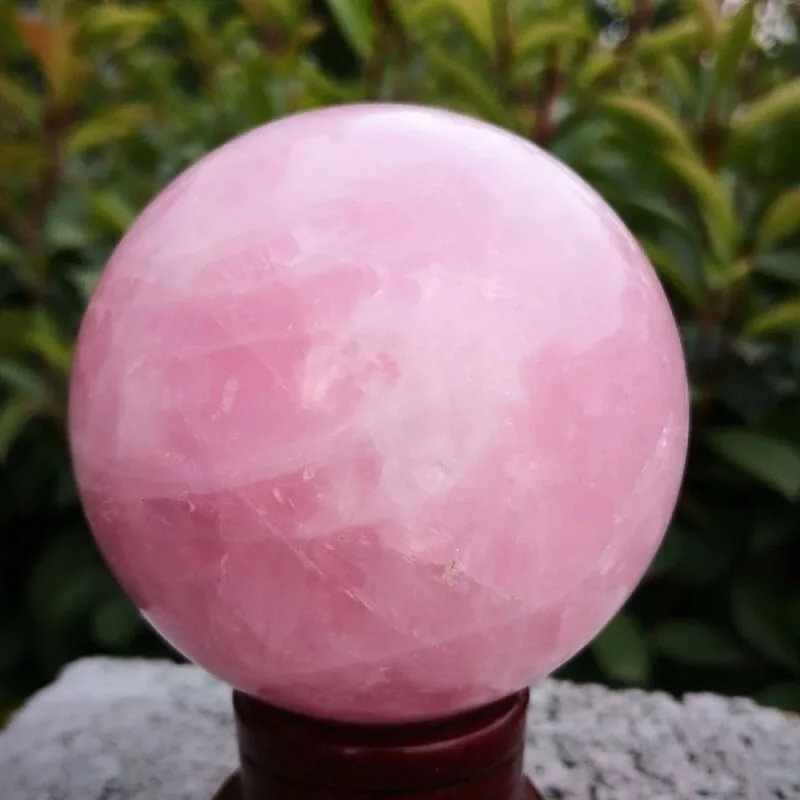Rose Quartz Crystal Healing Sphere With Base - Image 3