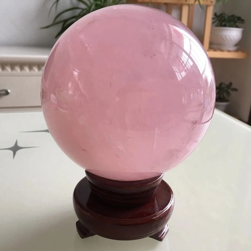 Rose Quartz Crystal Healing Sphere With Base 5