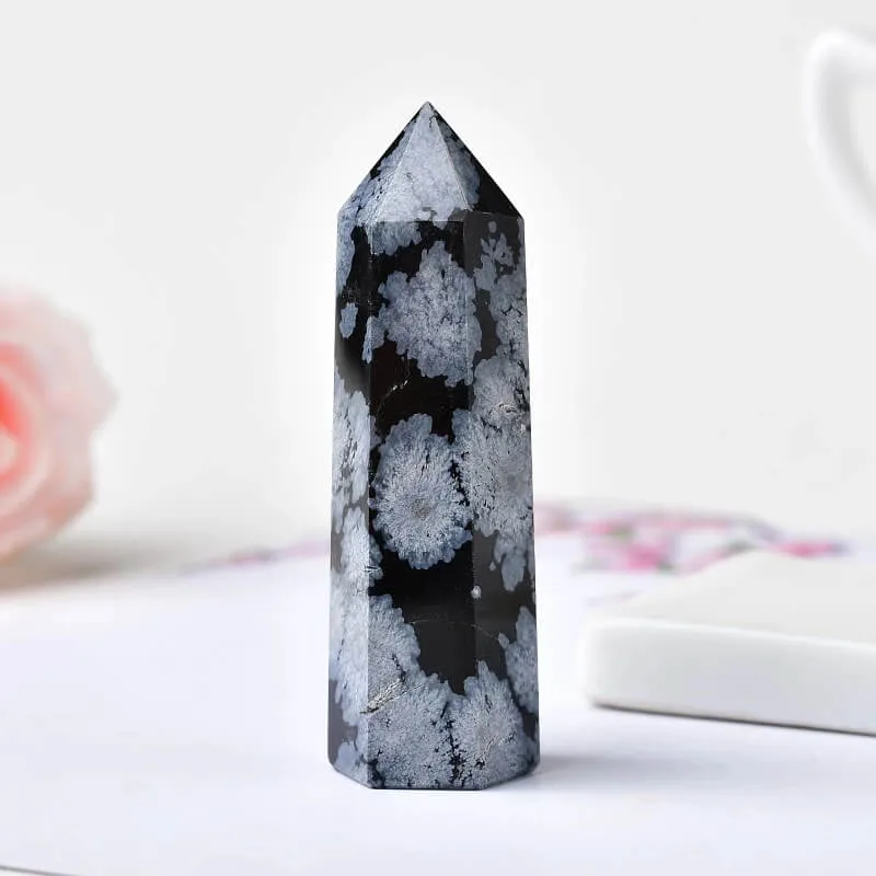 crystls Natural Snowflake Obsidian Crystal Point – MindfulSouls