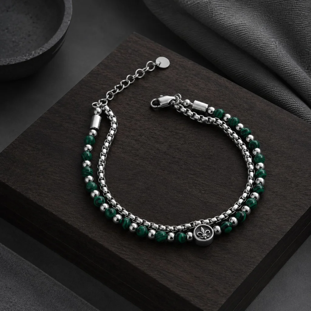 Stainless Steel Bracelet Beads Double Chains 6