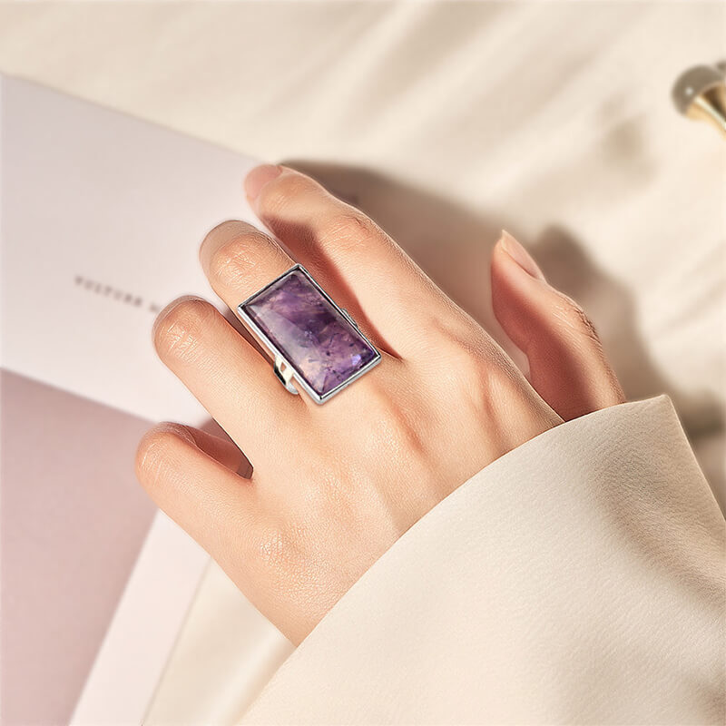 crystal ring rectangle stone