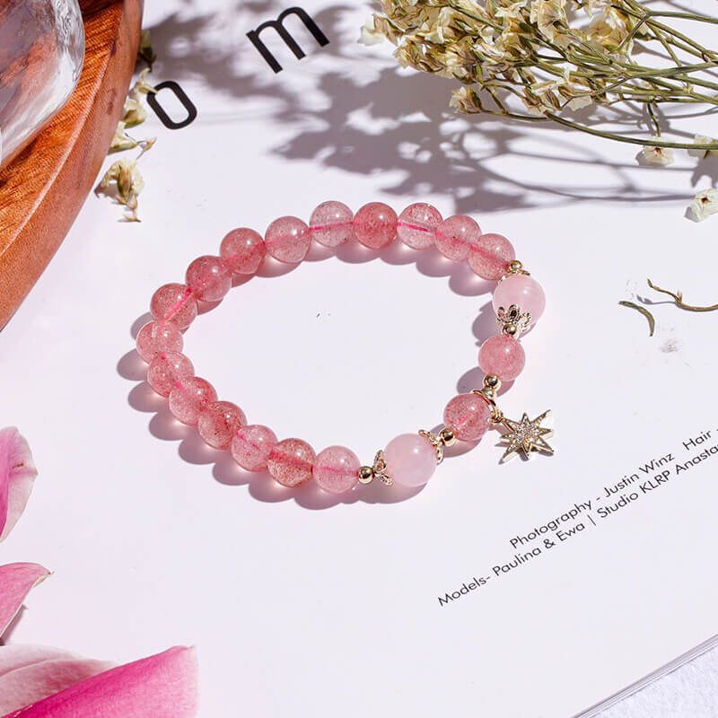 rose quartz moon star beads 1