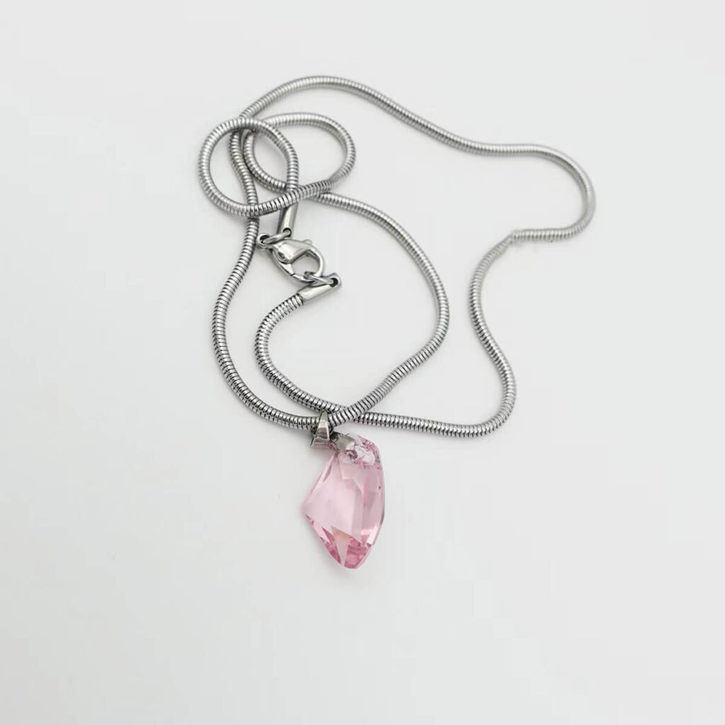 rose quartz necklace irregular polished stone