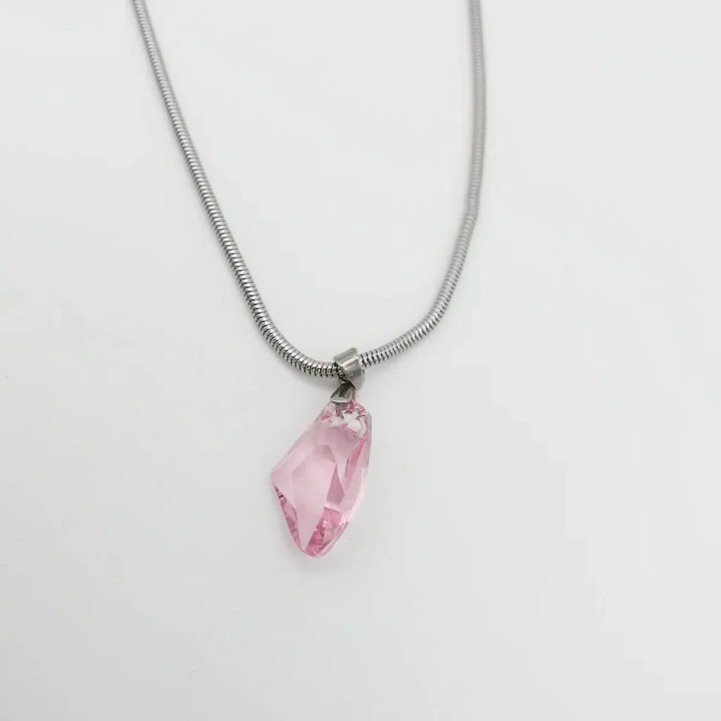 rose quartz necklace irregular polished stone