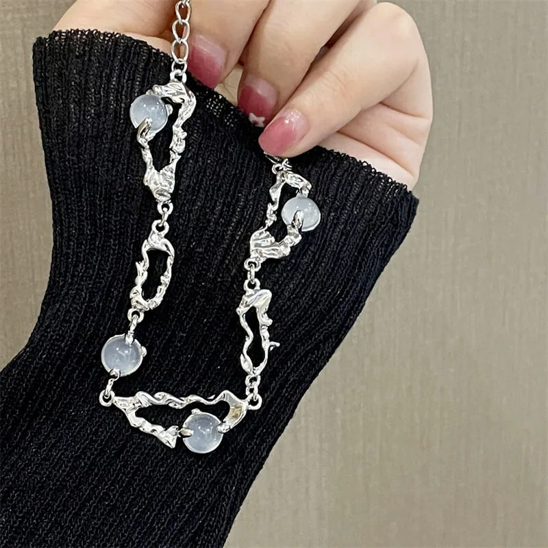 white agate bracelet beads running water