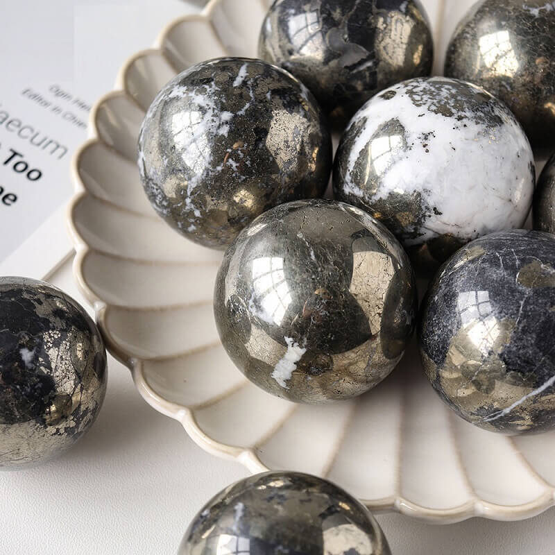 Natural Healing Ball Pyrite Reiki Crystal Sphere 3