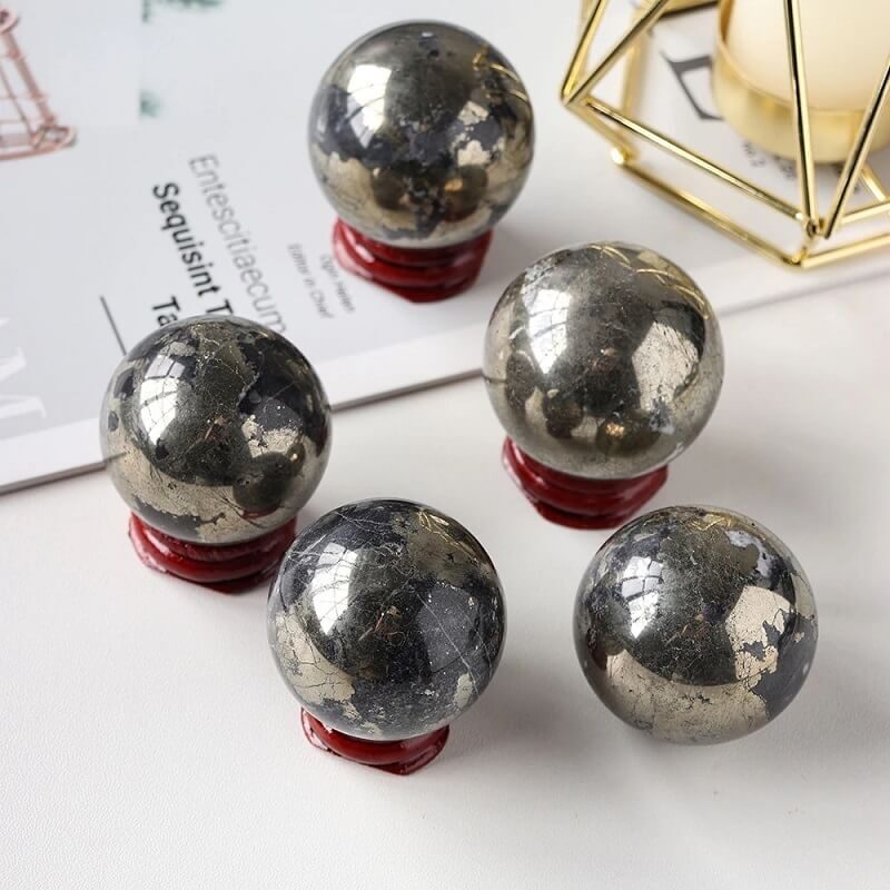 Natural Healing Ball Pyrite Reiki Crystal Sphere 4