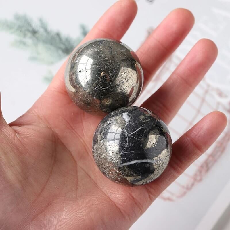 Natural Healing Ball Pyrite Reiki Crystal Sphere 6