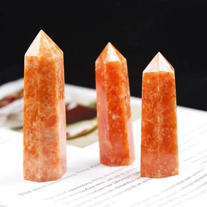 Natural Point Sunstone Crystal Healing Stone Tower - Bild 3