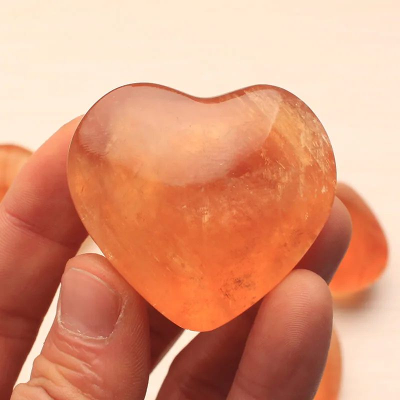 Orange Calcite Heart Crystal Stone - 이미지 2