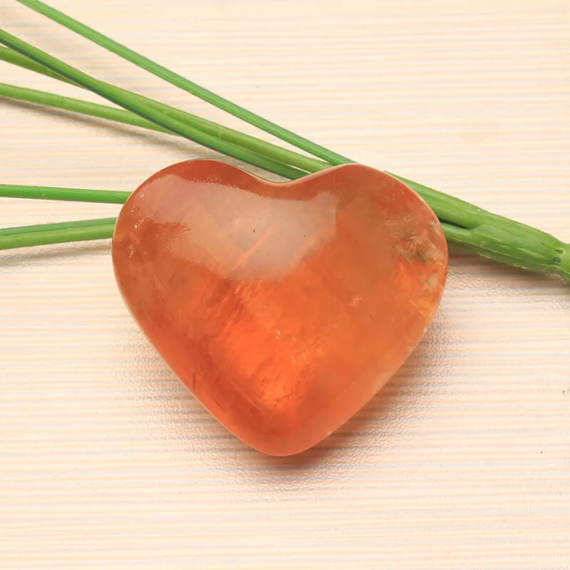 Orange Calcite Heart Crystal Stone - 이미지 3