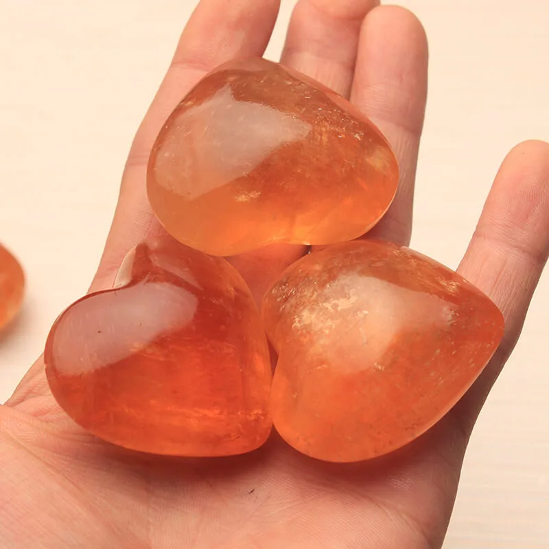 Orange Calcite Heart Crystal Stone - 이미지 6