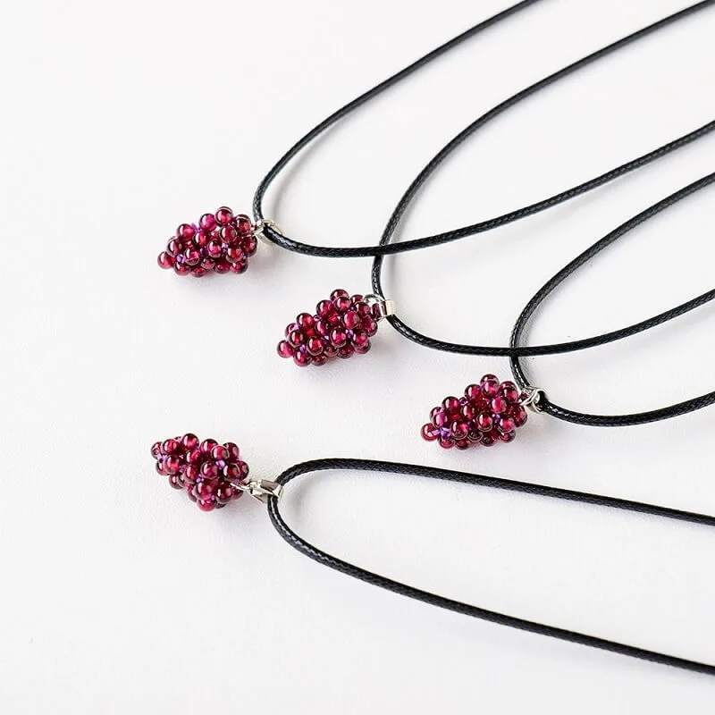 Wine Red Garnet Pendant Crystal Grape Necklace