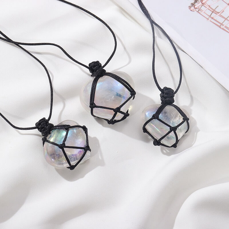 Aura Clear Quartz Heart Necklace Women