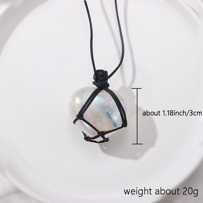 Electroplated Clear Quartz Heart Necklace Women 4