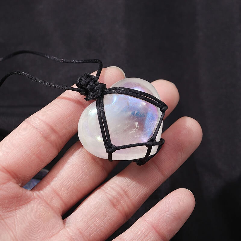 Aura Clear Quartz Heart Necklace Women