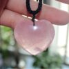 Healing Rose Quartz Heart Crystal Pendant