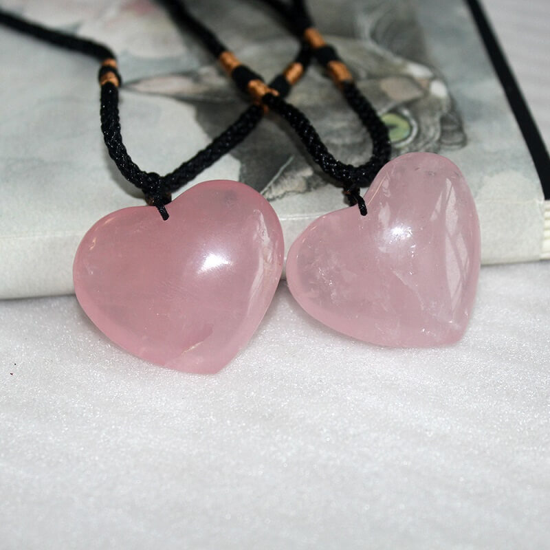 Healing Rose Quartz Heart Crystal Pendant