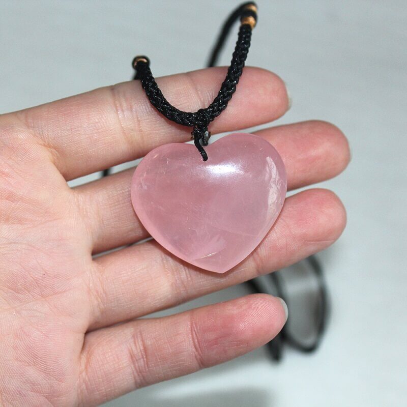 Healing Rose Quartz Heart Crystal Pendant