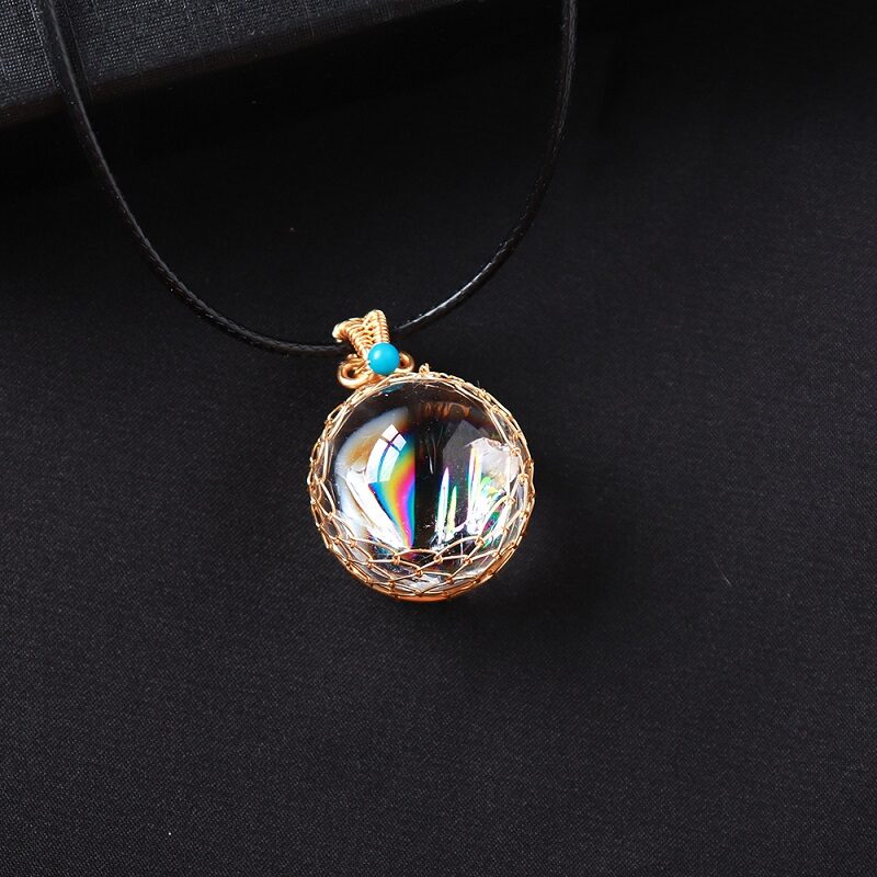 Rainbow Clear Quartz Ball Crystal Necklace