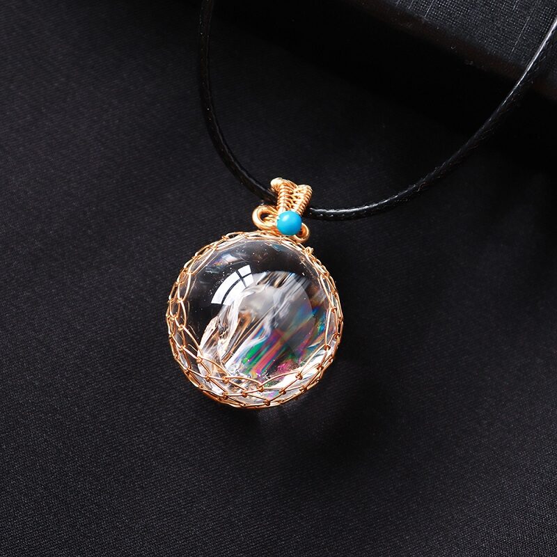 Rainbow Clear Quartz Ball Crystal Necklace