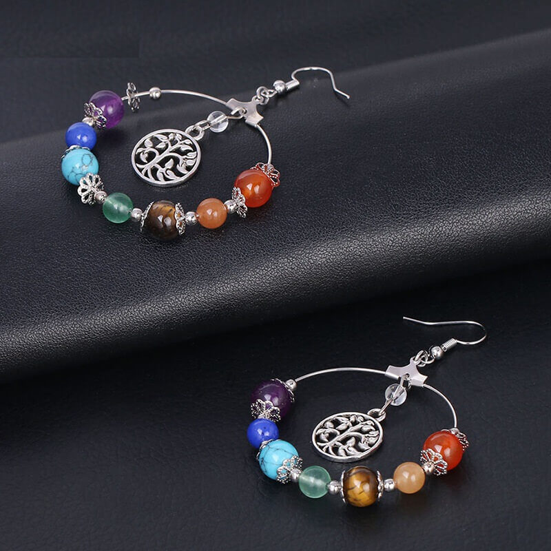 Natural 7 Colour Bead Crystal Gemstone Earrings 3