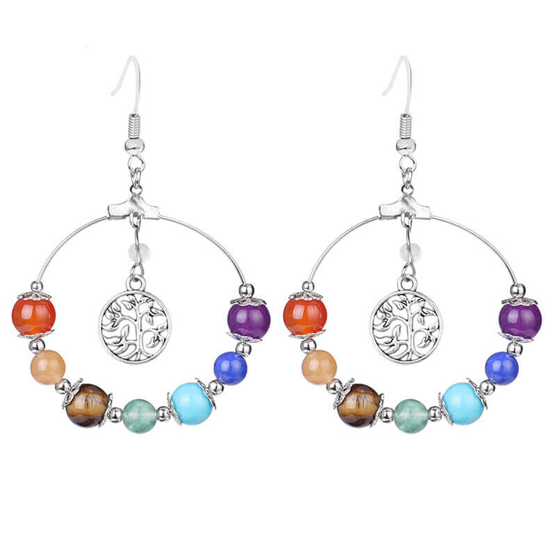 Natural 7 Colour Bead Crystal Gemstone Earrings 6