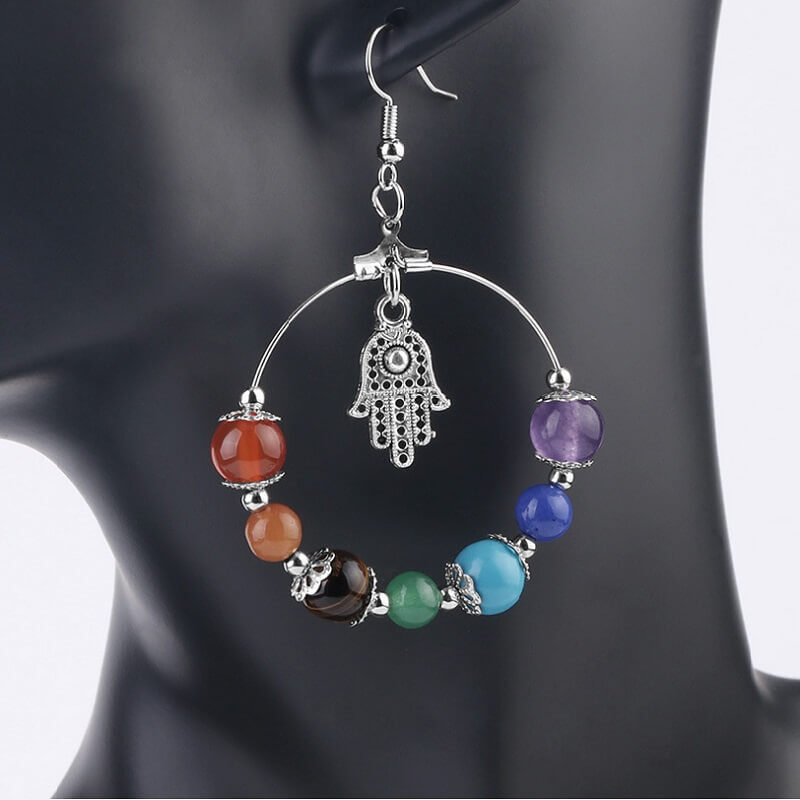 Natural 7 Colour Bead Crystal Gemstone Earrings 7