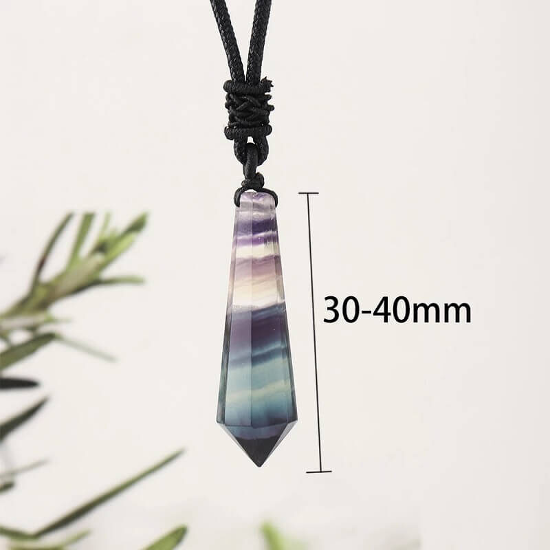 Natural Rainbow Fluorite Point Necklace Crystal 5