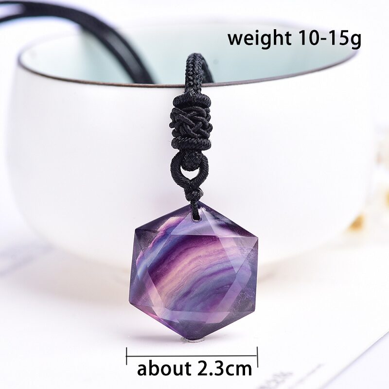 Natural Rainbow Stripe Fluorite Crystal Necklace