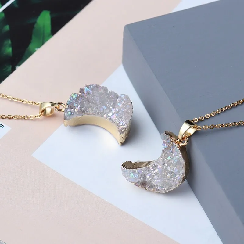 Plating Moon Cluster Necklace For Woman