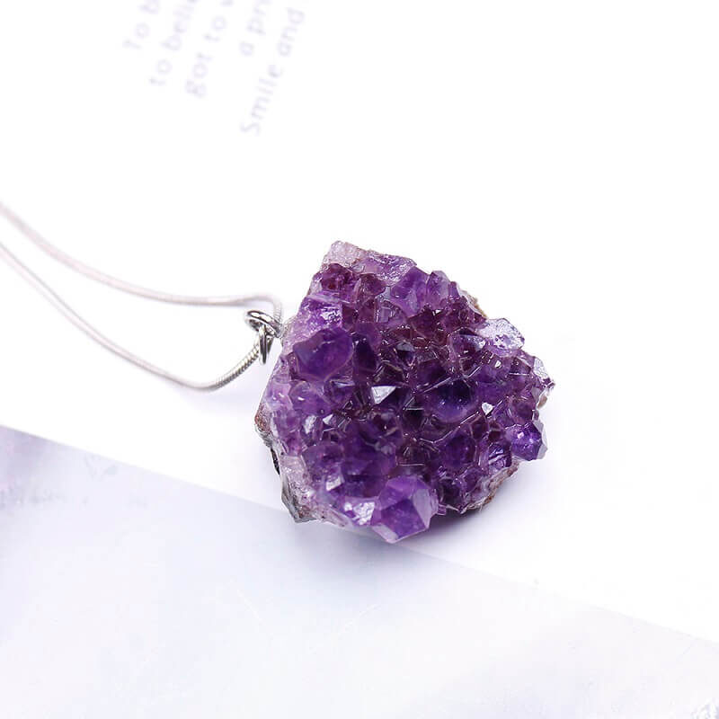 Raw Amethyst Cluster Crystal pendant