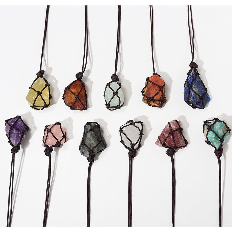 Reiki Net Pocket Pendant Crystal Necklace