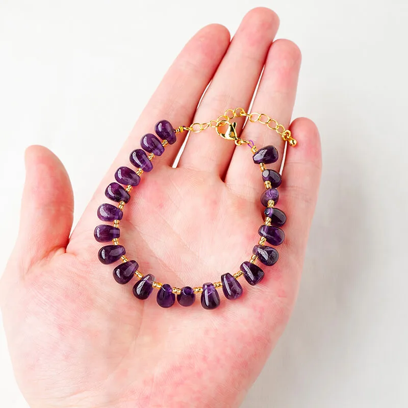 amethyst bracelet drop shape