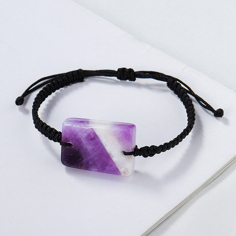 amethyst bracelet braided suquare stone