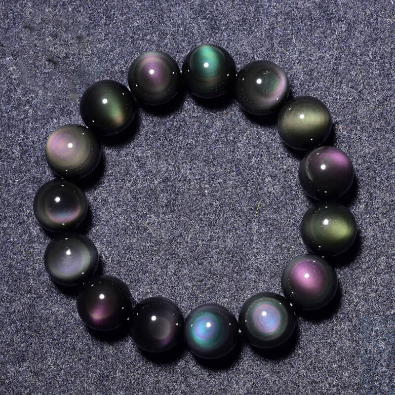 black rainbow obsidian bracelet beads