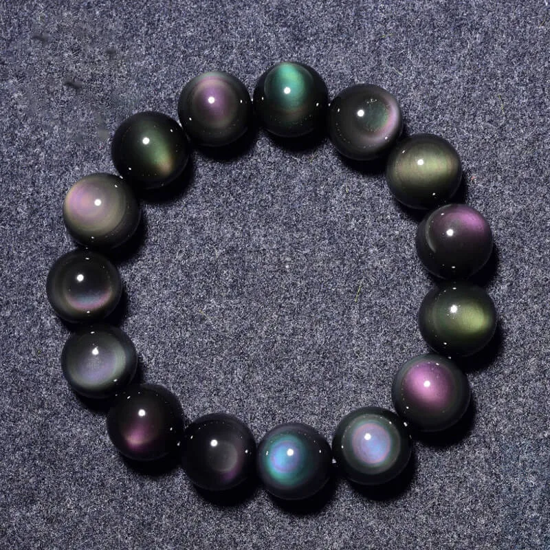 black rainbow obsidian bracelet beads
