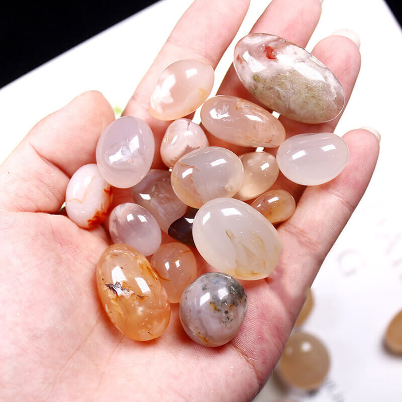 sakura flower agate tumbled stone