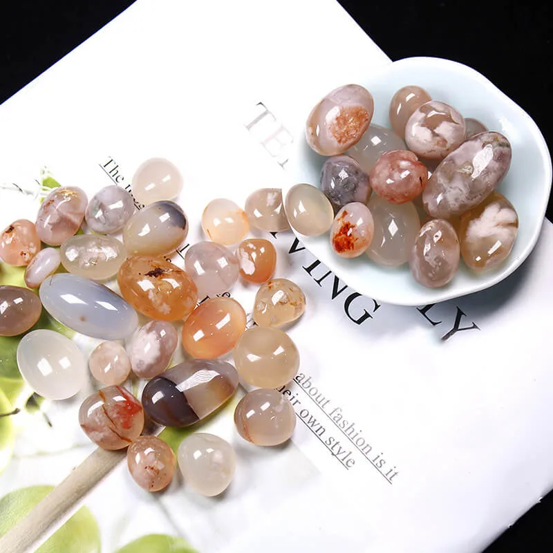 sakura flower agate tumbled stone