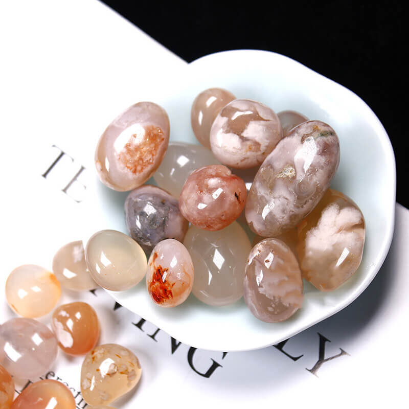 sakura flower agate tumbled stone