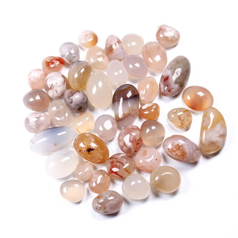 sakura flower agate tumbled stone